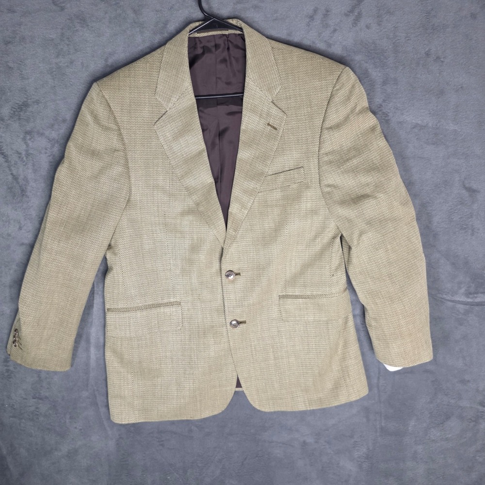 Alexandre London Savile Row Wool Silk Blazer Tan Brown Textured Sport Coat 40S